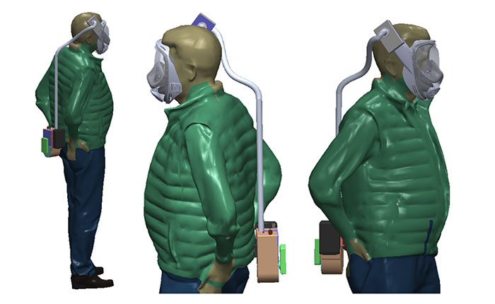 CAD PAPR Assembly on CAD Model